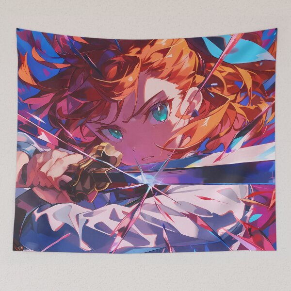 Item preview, Anisphia Wynn Palettia Orange Hair Swordswoman Anime Intense Action Spark Dynamic Pose designed and sold by bolleykoldl.