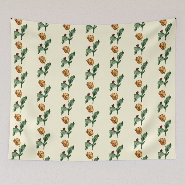Item preview, Antique Yellow and Red Tulip With Red Butterfly designed and sold by IrisAndIvy.