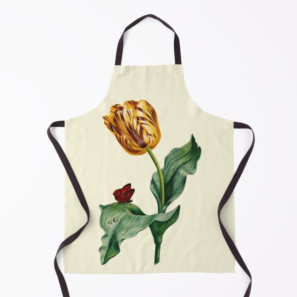Item preview, Antique Yellow and Red Tulip With Red Butterfly designed and sold by IrisAndIvy.