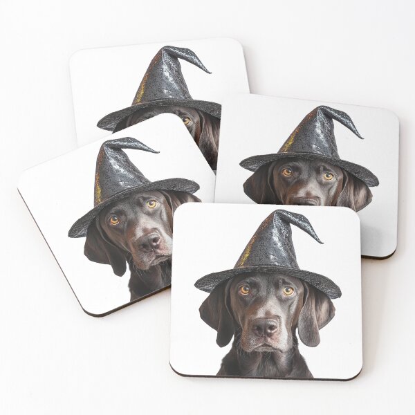 Item preview, German Shorthaired Pointer Dog Wearing Halloween Witch Hat designed and sold by LazyOwlStore.