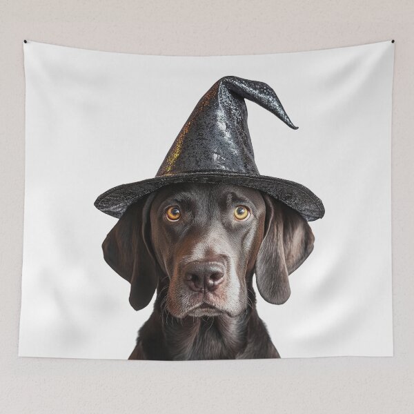 Item preview, German Shorthaired Pointer Dog Wearing Halloween Witch Hat designed and sold by LazyOwlStore.