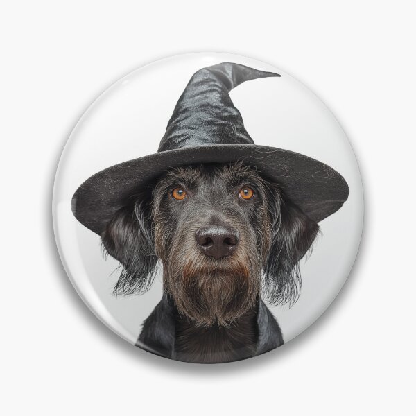 Item preview, German Wirehaired Pointer Dog Wearing Halloween Witch Hat designed and sold by LazyOwlStore.