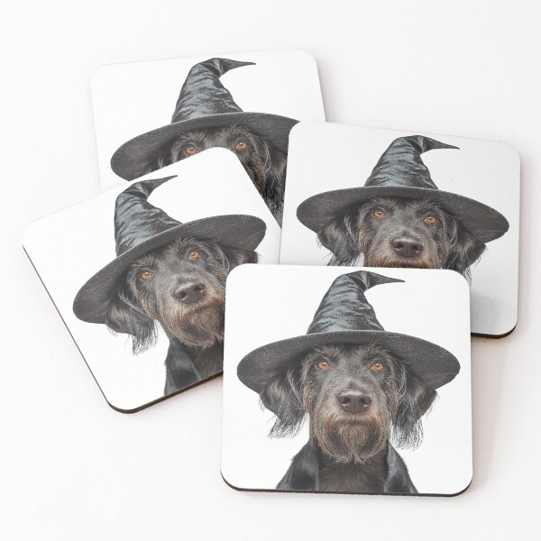 Item preview, German Wirehaired Pointer Dog Wearing Halloween Witch Hat designed and sold by LazyOwlStore.