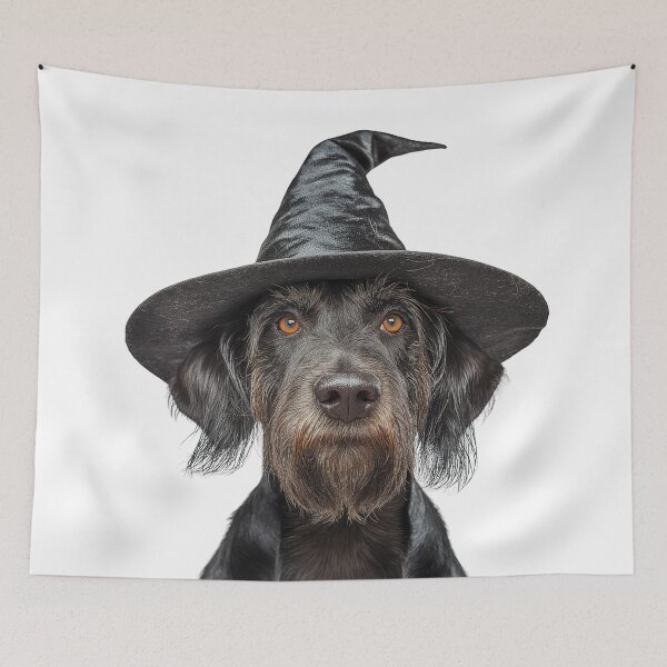 Item preview, German Wirehaired Pointer Dog Wearing Halloween Witch Hat designed and sold by LazyOwlStore.