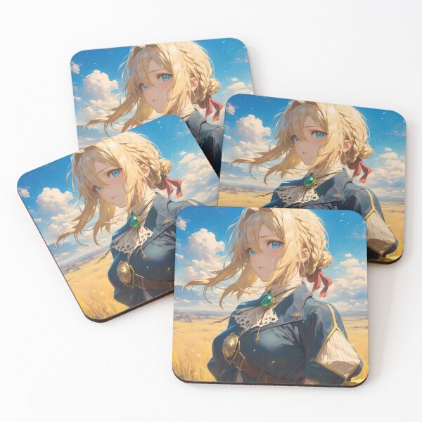 Item preview, Violet Evergarden Violet Anime Girl Blonde Hair Blue Eyes Field Scenic Portrait Elegant Blue Jacket designed and sold by rivettlihuiq.