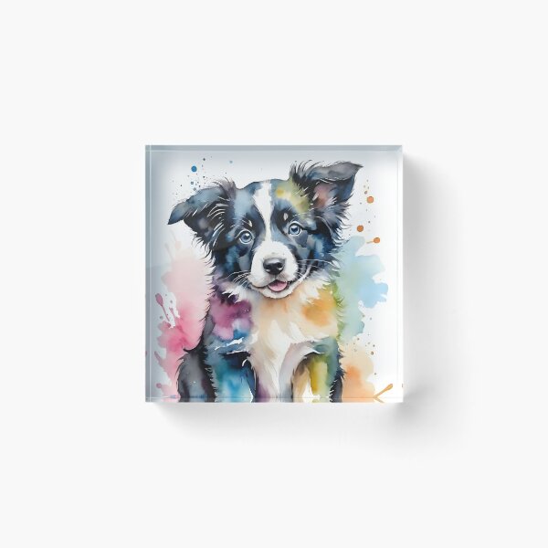 Item preview, Playful Watercolor Border Collie Puppy Art  designed and sold by Connys Colorful World.