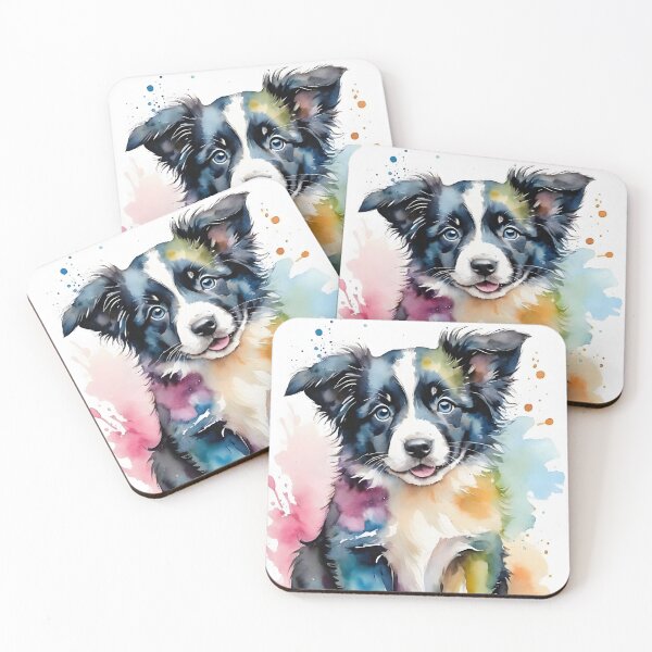 Item preview, Playful Watercolor Border Collie Puppy Art  designed and sold by Connys Colorful World.