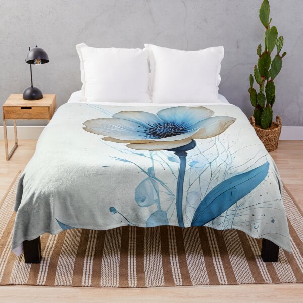 Item preview, Blue and White Flower - Poppy Mixed Media Art designed and sold by LumiAnCreations.