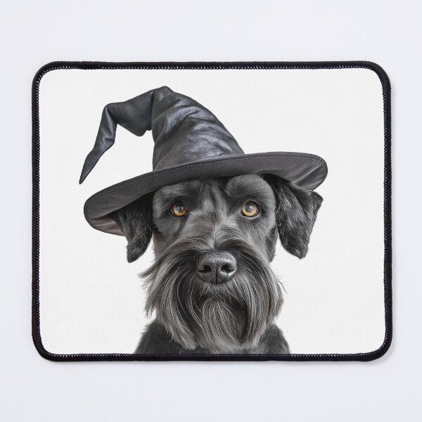 Artikelvorschau, Riesenschnauzer-Hund mit Halloween-Hexenhut entworfen und verkauft von LazyOwlStore.