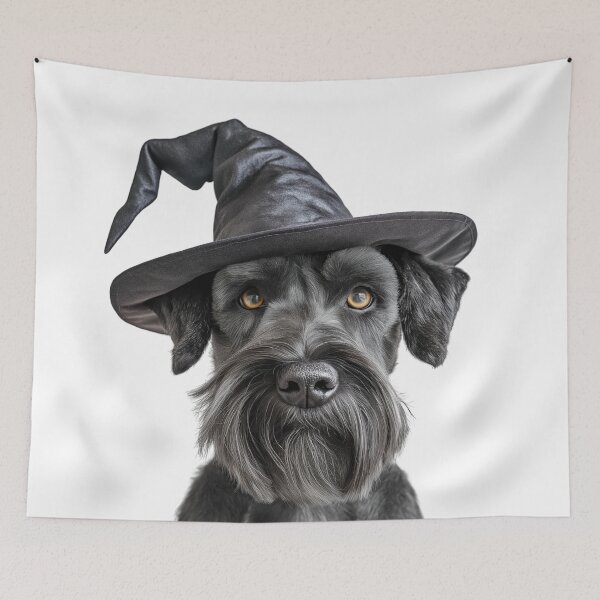 Item preview, Giant Schnauzer Dog Wearing Halloween Witch Hat designed and sold by LazyOwlStore.