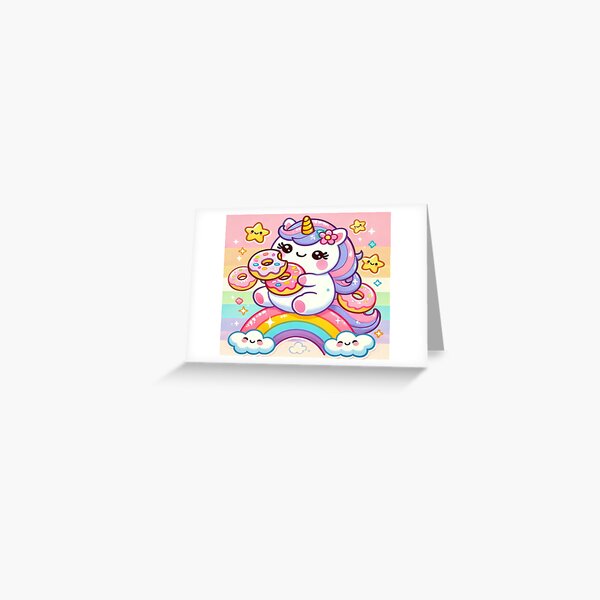 Item preview, Chubby Cartoon Unicorn Eating Donuts designed and sold by buzzprints1234.