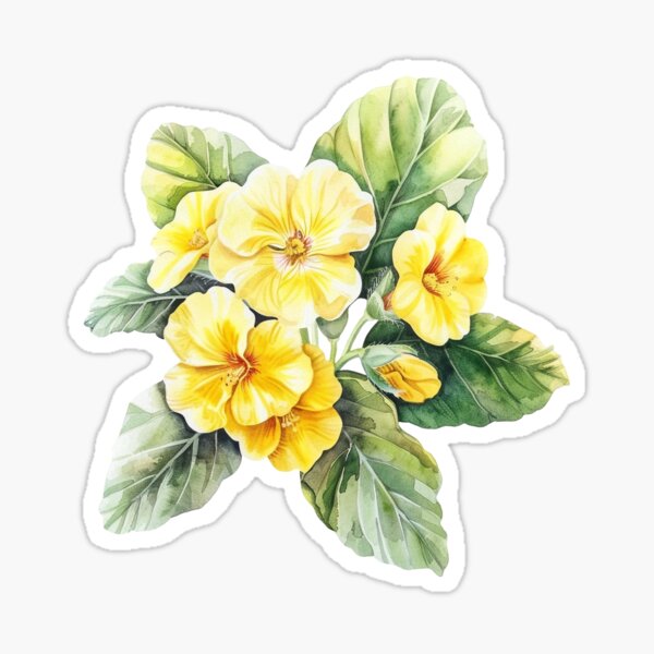 Item preview, Yellow primrose in watercolor designed and sold by Marcu Ioachim.