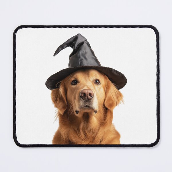 Item preview, Golden Retriever Dog Wearing Halloween Witch Hat designed and sold by LazyOwlStore.