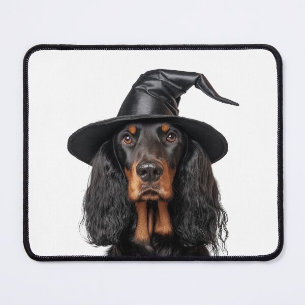 Item preview, Gordon Setter dog Wearing Halloween Witch Hat designed and sold by LazyOwlStore.