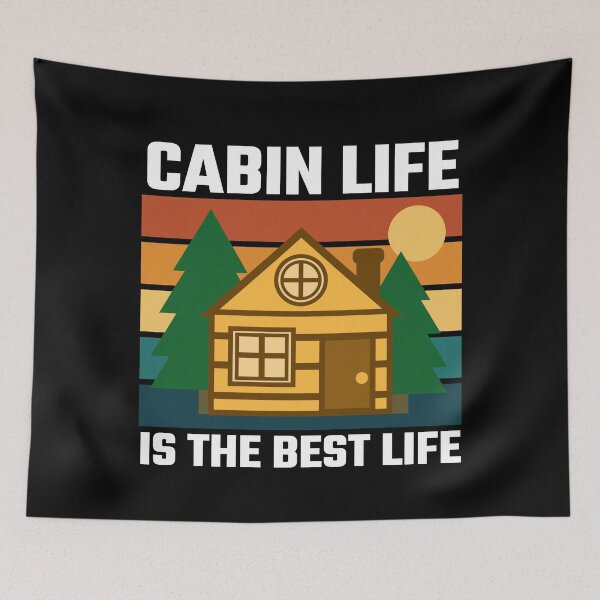 Item preview, Cabin Life Is The Best Life - Retro Sunset Nature Vibes Pine Trees Log Cabin designed and sold by Sunserize Designs.