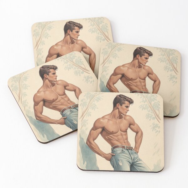 Item preview, Pin-up male in jeans posing 1 designed and sold by gayishdesign.