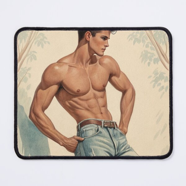 Item preview, Pin-up male in jeans posing 1 designed and sold by gayishdesign.