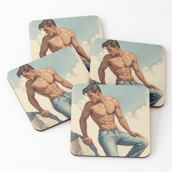 Item preview, Pin-up male in jeans posing 2 designed and sold by gayishdesign.