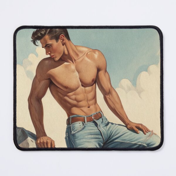 Item preview, Pin-up male in jeans posing 2 designed and sold by gayishdesign.