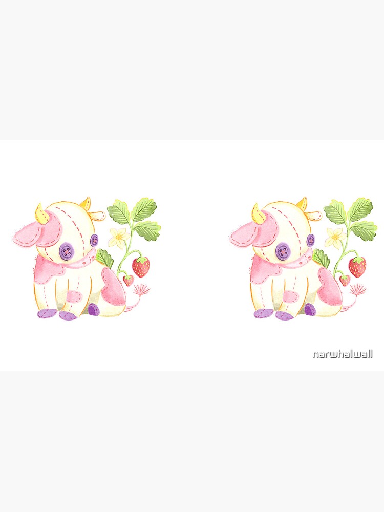 Thumbnail 6 of 6, Coffee Mug, Strawberry Cow Plushie in Watercolor designed and sold by narwhalwall.