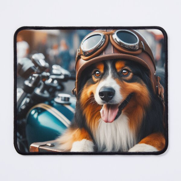 Item preview, Australian Shepherd Dog on Motorcycle designed and sold by SRBWorld.