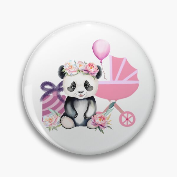 Item preview, Congratulations New Baby Panda With Peonies, Stroller, Gift designed and sold by daphsam.