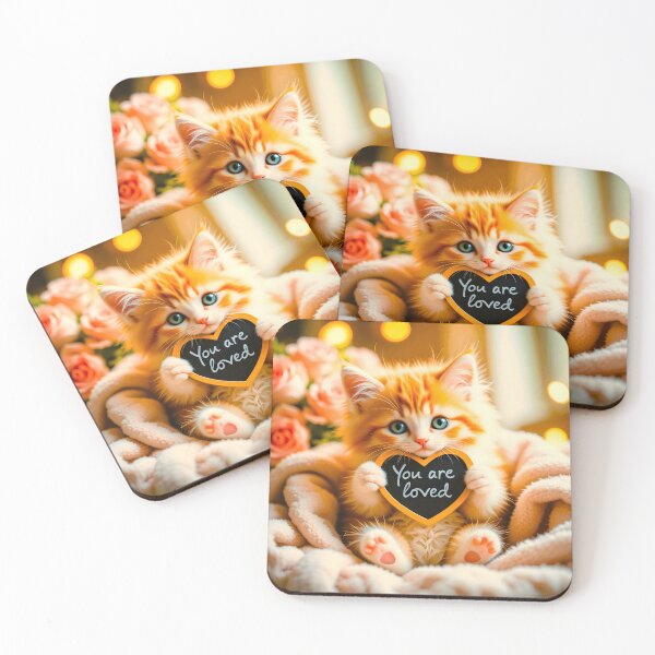 Item preview, Purr-fectly Precious: Affectionate Kitten Holding "You are loved" Message designed and sold by Fantabulous.