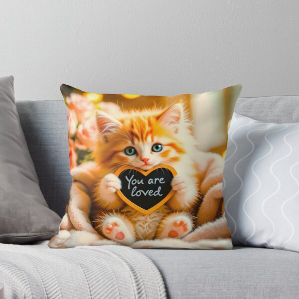 Item preview, Purr-fectly Precious: Affectionate Kitten Holding "You are loved" Message designed and sold by Fantabulous.