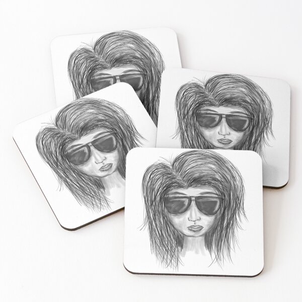 Item preview, Sunglass Mood – Stylish Girl Pencil Drawing designed and sold by Katherine Ann.