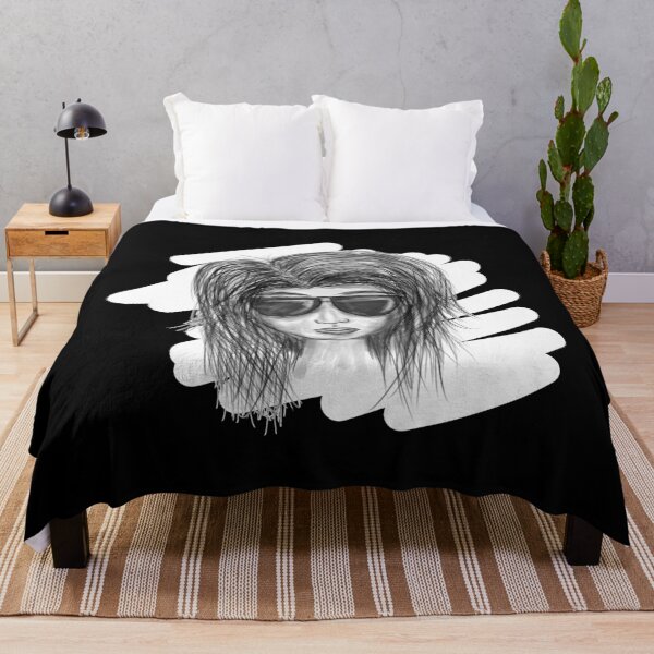 Item preview, Sunglass Mood – Stylish Girl Pencil Drawing designed and sold by Katherine Ann.