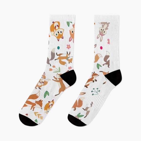 Item preview, Seamless watercolor pattern of playful bunnies, foxes, and squirrels dancing , in boho ribbons and summer florals designed and sold by CreativebyTKK.