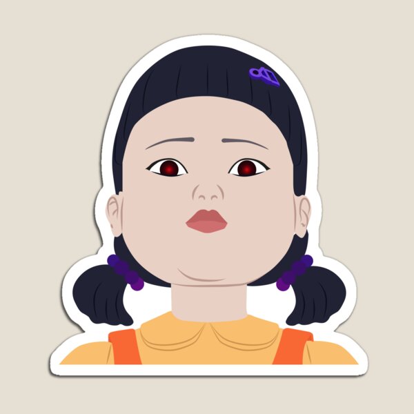 Aperçu de l'œuvre Poupée Hee Young dans Squid Game Netflix créée et vendue par KamiTrendz.