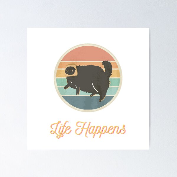 Item preview, "Life Happens" - Bread Head Cat with Retro Vintage Sunset designed and sold by RisenAgain - Quantum BrainGlitch | Designs.