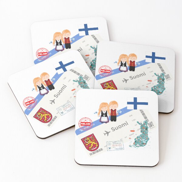 Item preview, Finland airline ticket illustration with traditional motifs designed and sold by Alasha94.