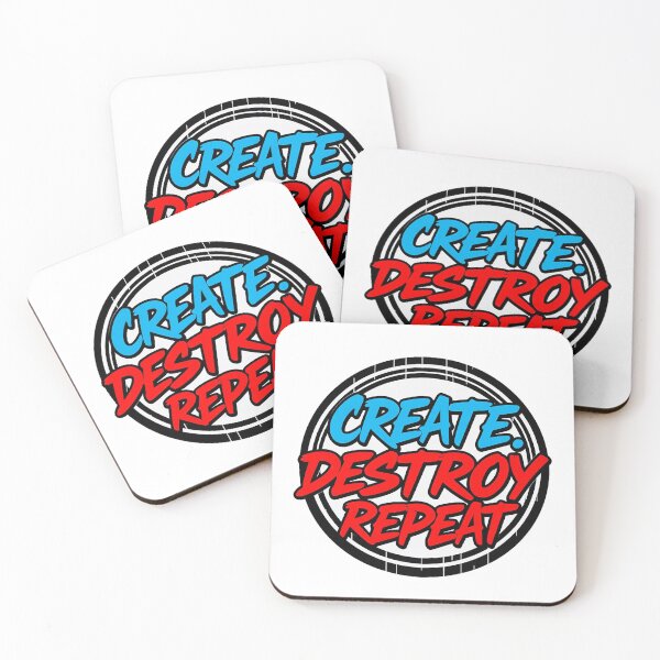 Item preview, Retro Urban Graffiti TEXT Design Create, Destroy, Repeat BLUE RED  designed and sold by niksy.