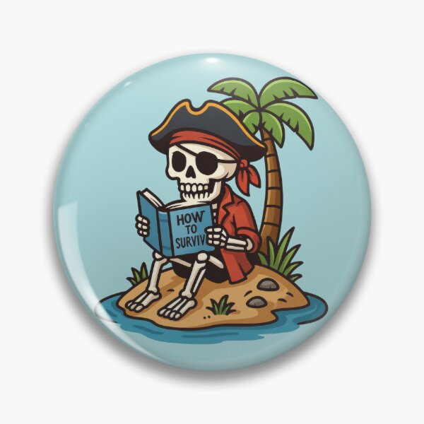 Item preview, Pirate Skeleton Reading Survival Book : Funny Cartoon Pirate Island Design designed and sold by Frezcola.