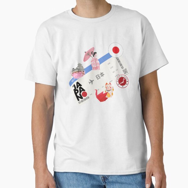 Item preview, Japan airline ticket illustration with cultural symbols designed and sold by Alasha94.