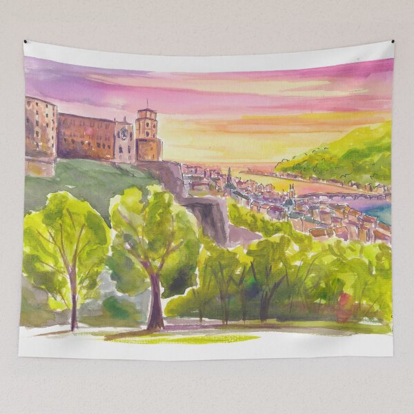 Item preview, Majestic Heidelberg Castle Overlooking Old Town and Neckar River designed and sold by artshop77.