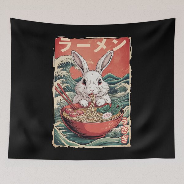 Item preview, Great Wave Kanagawa Easter Bunny Ramen Noodles Japanese Anime Style Graphic designed and sold by Damcoc.