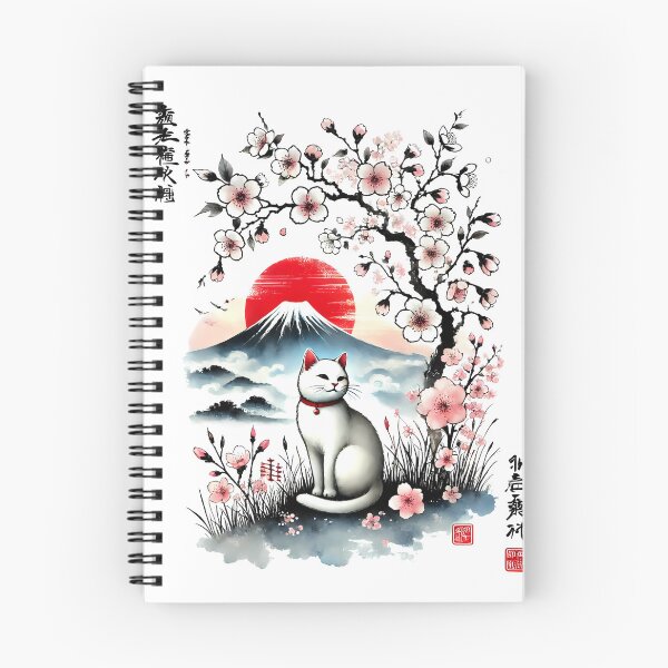 Item preview, Cherry Blossom Tree Japanese Cat At Fuji Mountain designed and sold by Kimberley King Art  King Art.