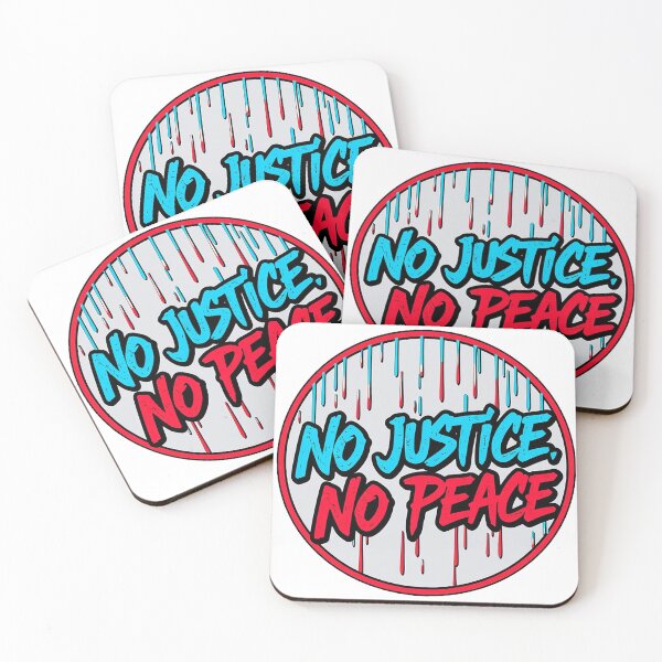 Item preview, Retro Urban Graffiti TEXT Design No Justice, No Peace BLUE RED designed and sold by niksy.