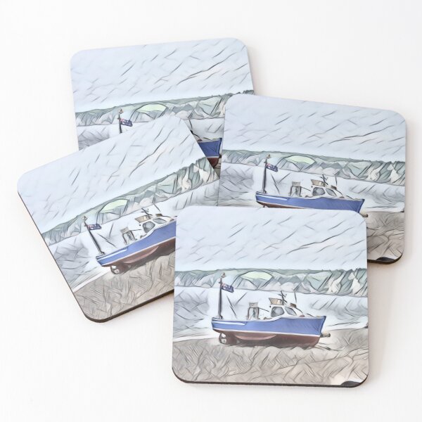 Item preview, Boat Resting At The Beach In Watercolour designed and sold by Fearless-Fox.