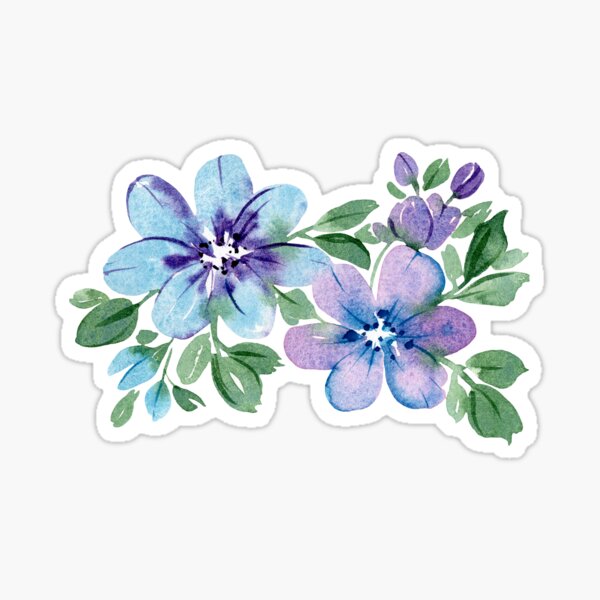Artikel-Vorschau von Lockerer Blumenstrauß in kühlen Tönen in Aquarell #1, designt und verkauft von andrebalest.art.