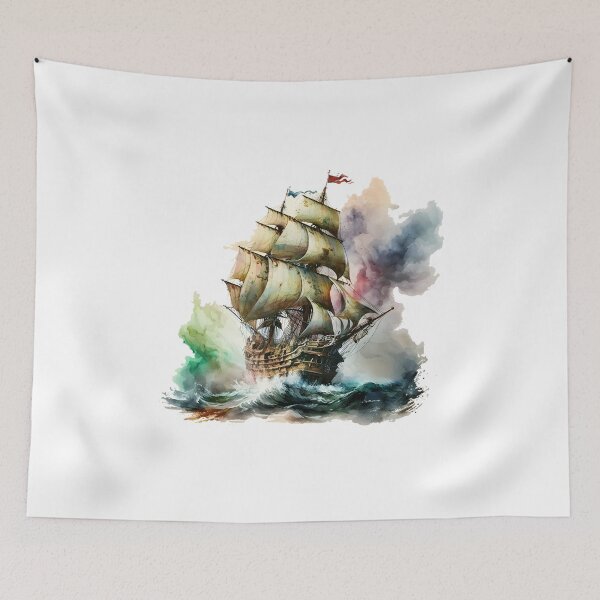Item preview, Galeón español en mar embravecido – Camiseta y pegatina marítima designed and sold by Legendary T-Shirts.