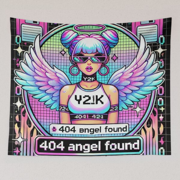Item preview, 404 Angel Found – Glitch Girl T-Shirt Design (Y2K Nostalgia) designed and sold by GalenaDeco.