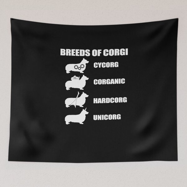 Item preview, Breeds of Corgi Cycorg Corganic Hardcorg Unicorg designed and sold by TeeTimeGuys.