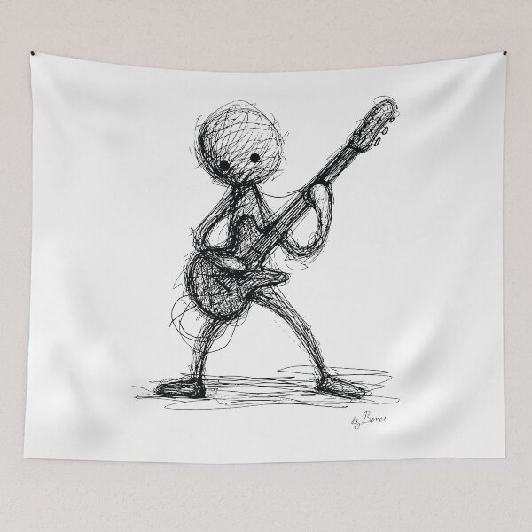 Item preview, Stickman Playing Electric Guitar designed and sold by byBenci.