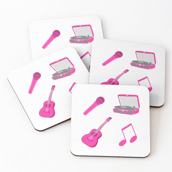Item preview, Pink Music collection, record player, guitar, microphone and musical note designed and sold by Lindsay Marie Patterns.
