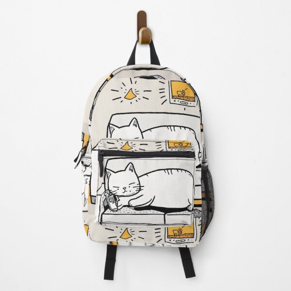 Item preview, Lazy Cat Life – Couch Potato Kitty with Snacks and TV designed and sold by Artitude Studio.