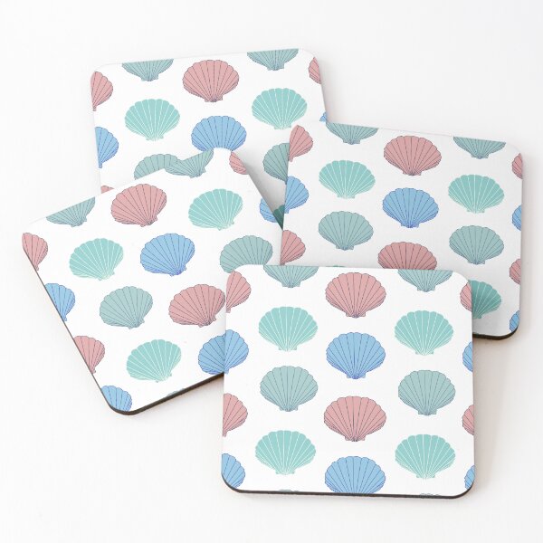 Item preview, Seashell pattern with green, blue and orange shells designed and sold by Lindsay Marie Patterns.